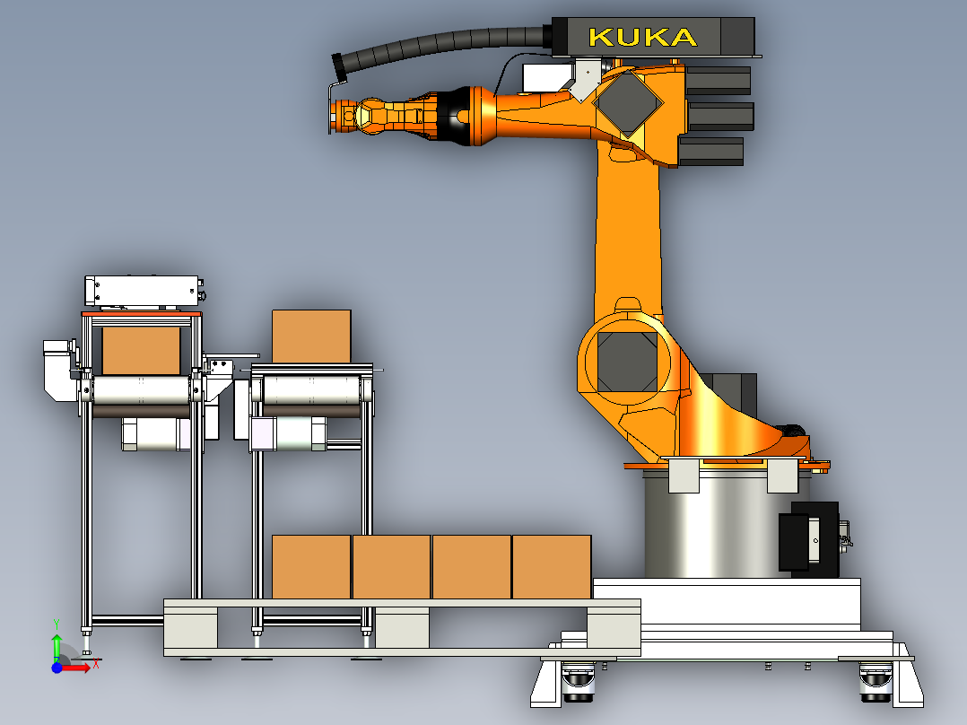 纸箱在线缴光打标与码垛设计前视图
