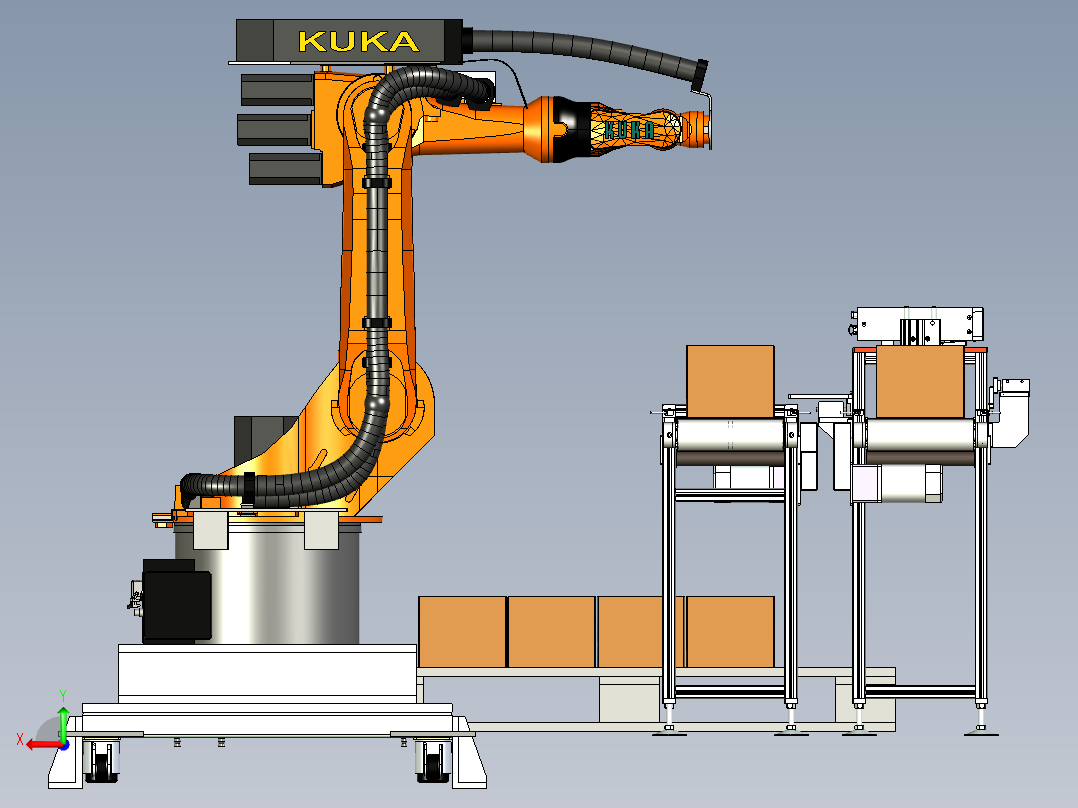 纸箱在线缴光打标与码垛设计后视图