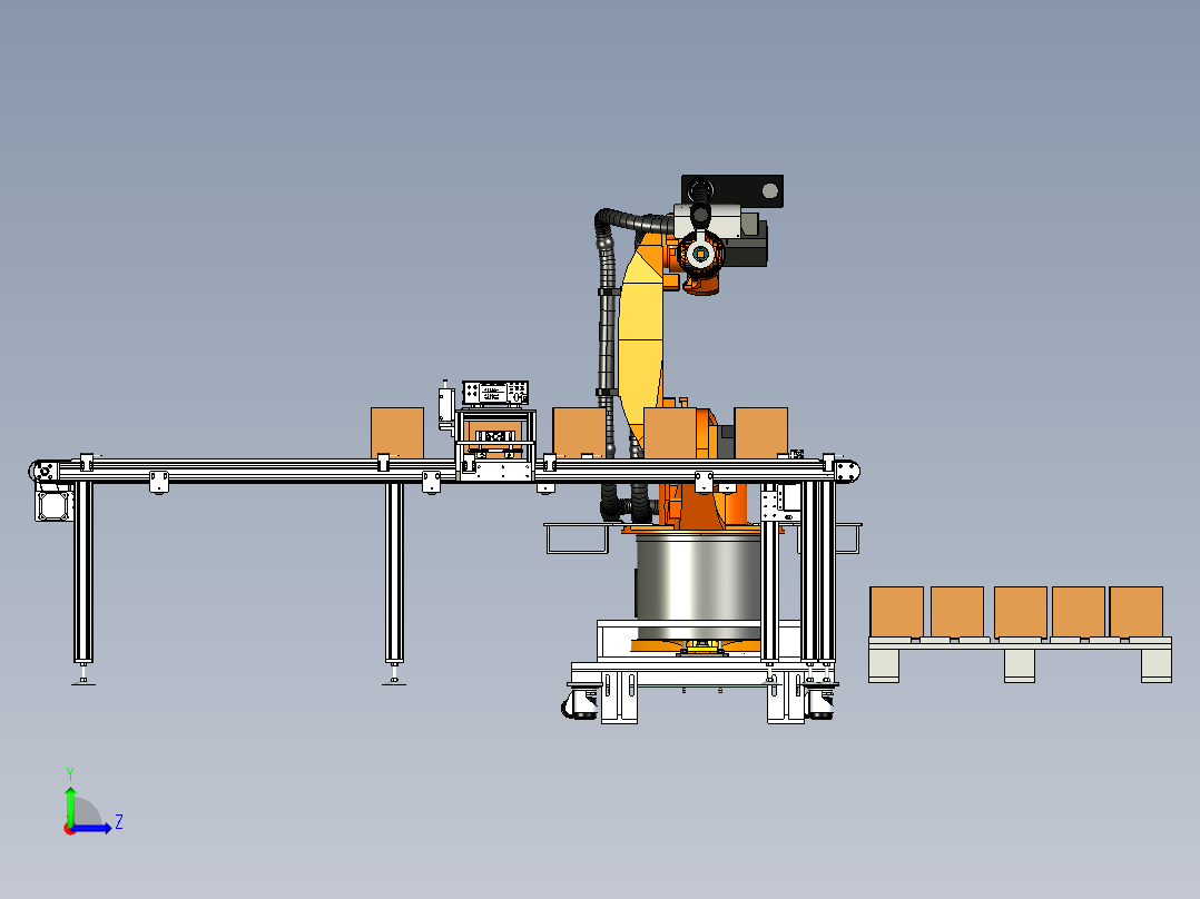 纸箱在线缴光打标与码垛设计左视图