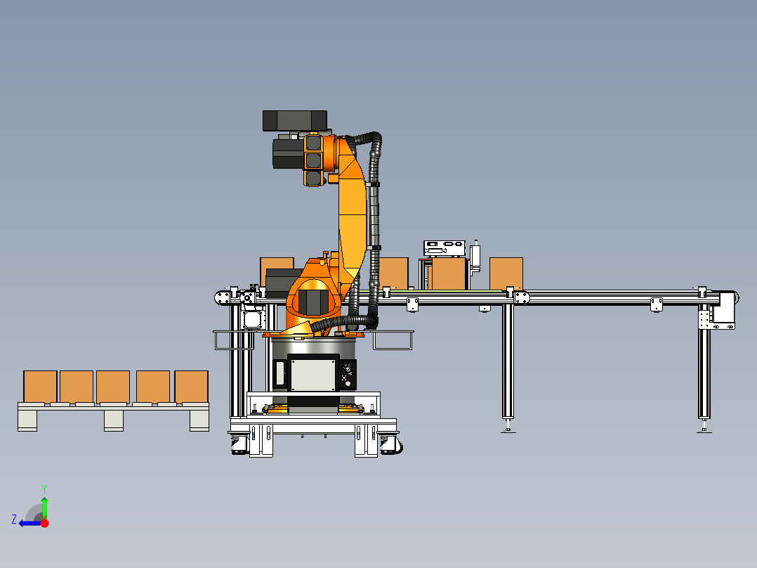 纸箱在线缴光打标与码垛设计右视图