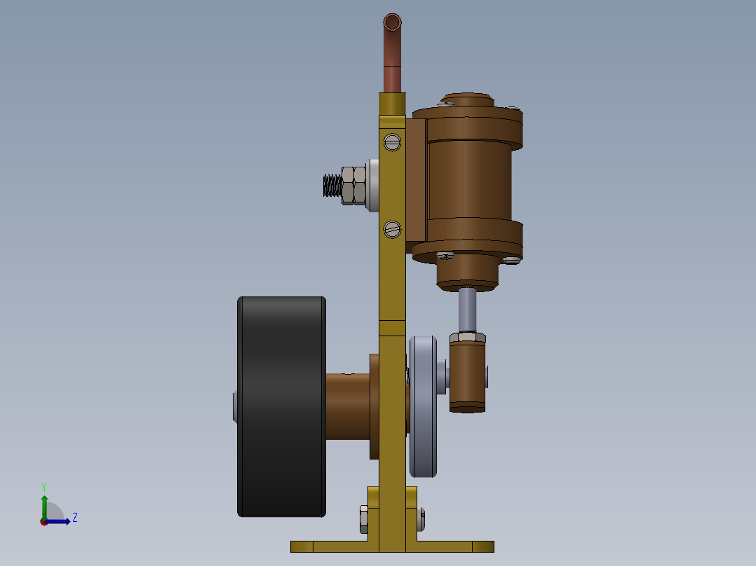 蒸汽机single-cylinder-oscillating-steam-engine-模型格式为 stp sw左视图