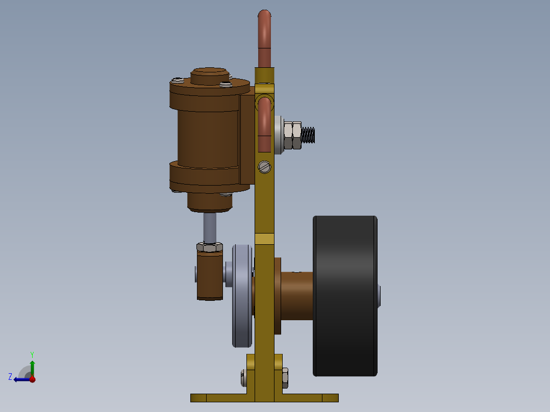 蒸汽机single-cylinder-oscillating-steam-engine-模型格式为 stp sw右视图
