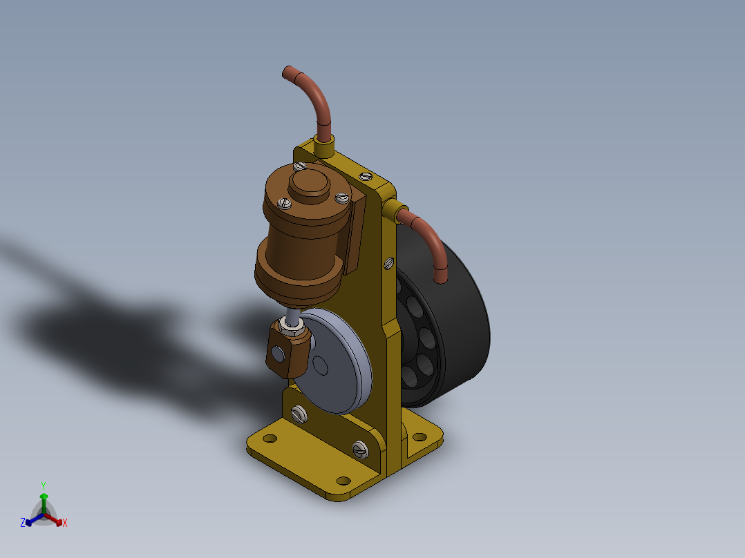 蒸汽机single-cylinder-oscillating-steam-engine-模型格式为 stp sw正等轴测图