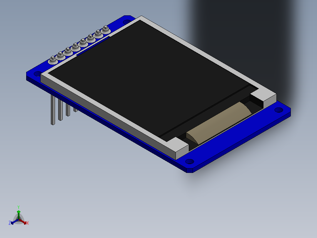 1.8英寸TFT有机发光二极管屏幕正等轴测图