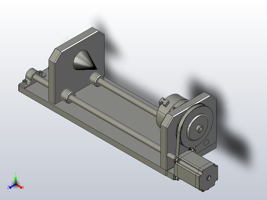 CO2激光雕刻切割机切刀雕刻机的旋转附件主视图