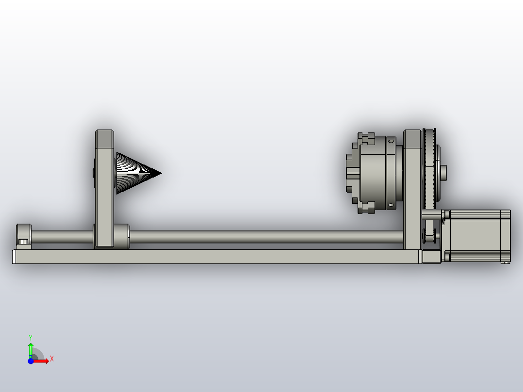 CO2激光雕刻切割机切刀雕刻机的旋转附件前视图