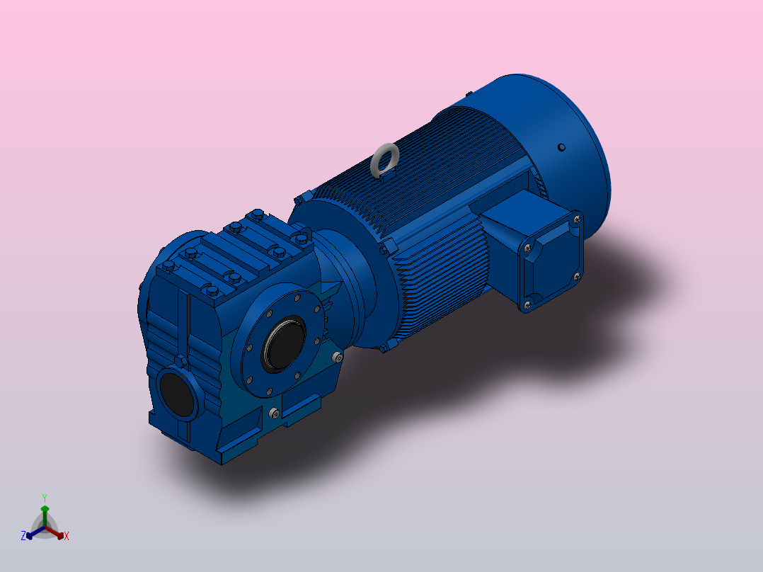 SAT77带防转臂空心轴安装斜齿-蜗轮蜗杆减速机SAT77-YV7.5-4P-22.75-M1-0°-A主视图