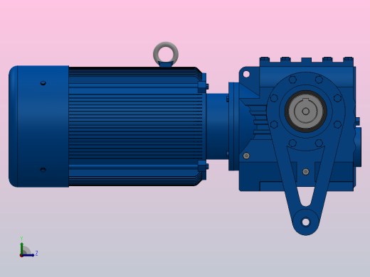 SAT77带防转臂空心轴安装斜齿-蜗轮蜗杆减速机SAT77-YV7.5-4P-22.75-M1-0°-A左视缩略图