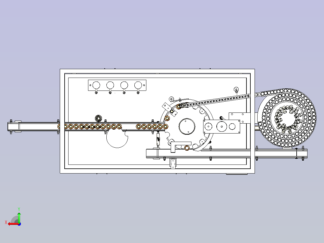 一款自动灌装旋盖机3D图纸后视图