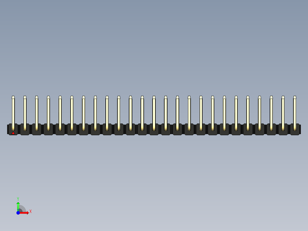 彩色公排针 100mil 2.54mm 系列-DS1022_black_25p_100mil_TypeU_rev1.0前视图
