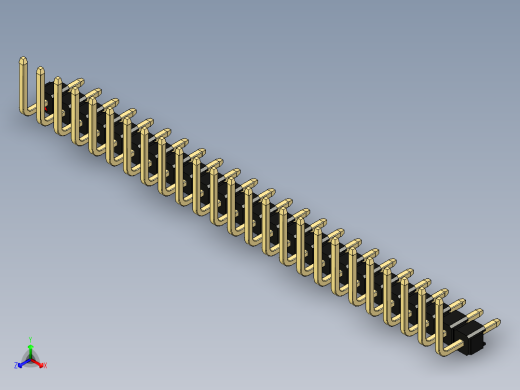 彩色公排针 100mil 2.54mm 系列-DS1022_black_25p_100mil_TypeU_rev1.0正等轴测缩略图