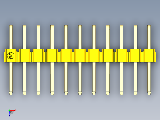 彩色公排针 100mil 2.54mm 系列-DS1022_yellow_2x11p_100mil_TypeD_rev1.0俯视缩略图