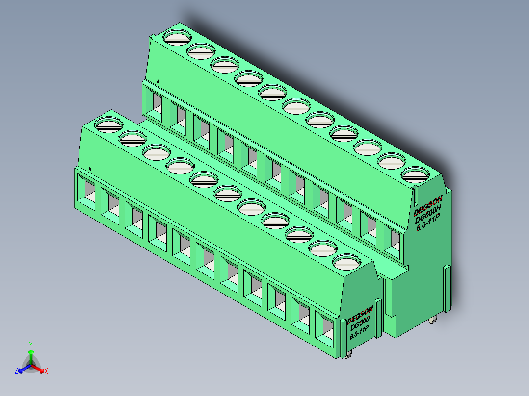 DEGSON DG500 系列 5.05.087.62mm 接线端子-DG500B-5.0-22P-14-00AH主视图