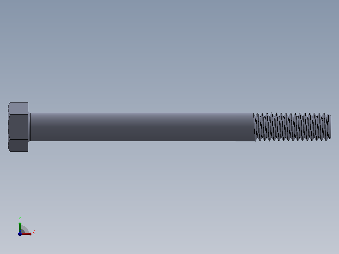 UNC 六角螺栓-Hex Bolt 0.375-16 x 4.SLDPRT前视图