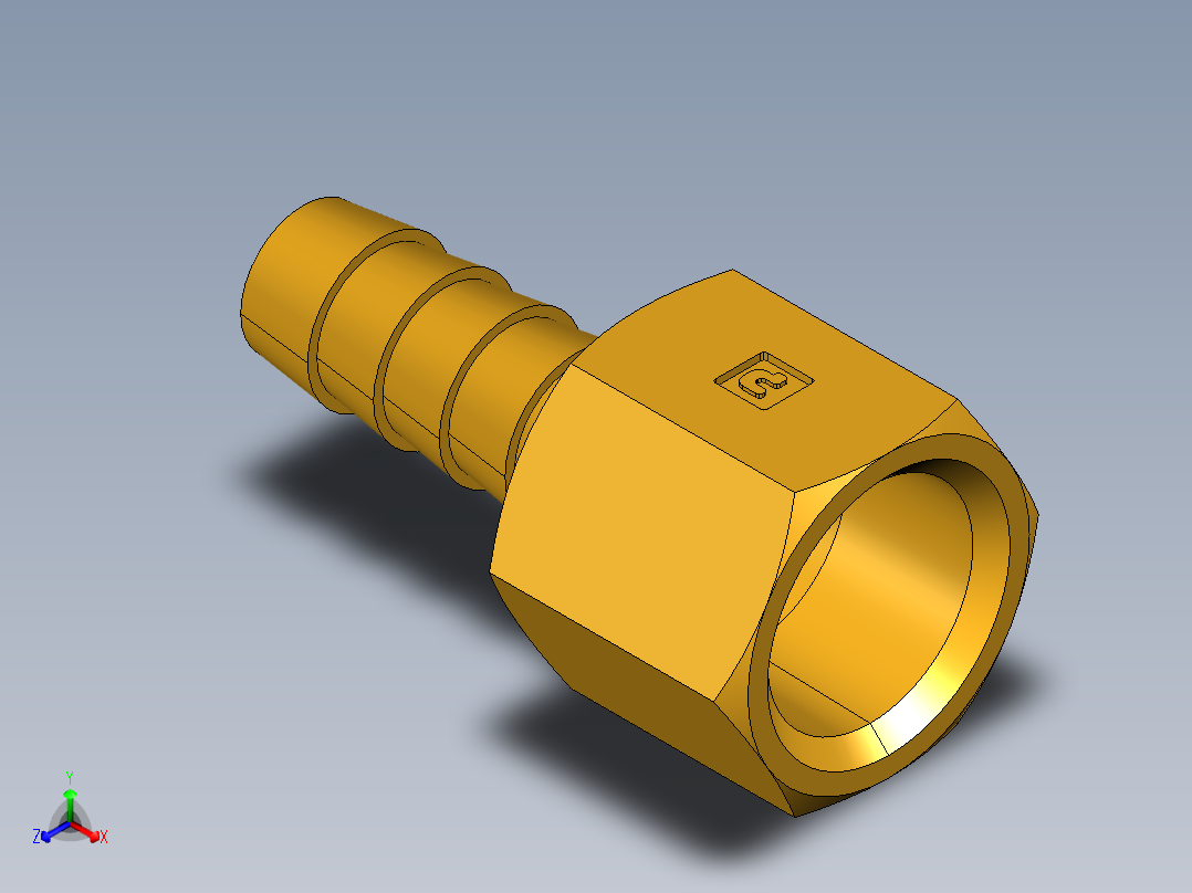 倒齿式工业管接头Hose Barb to Female Pipe 126HBL-6-6主视图