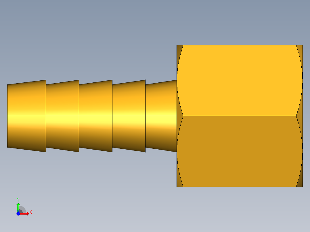 倒齿式工业管接头Hose Barb to Female Pipe 126HBL-6-6前视图
