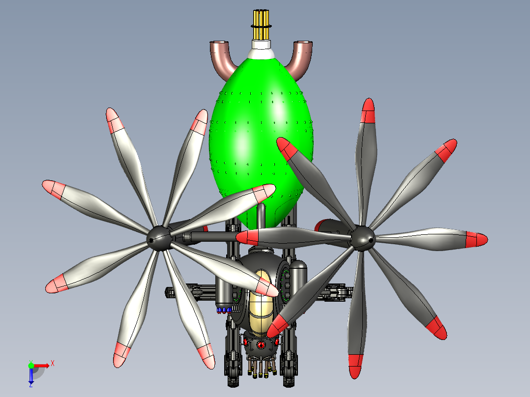 黄蜂无人机造型3D模型图纸 STEP格式俯视图