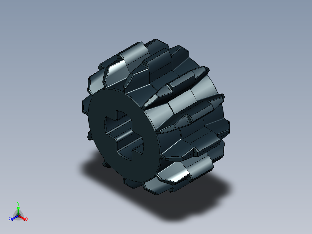 32270 - 4177431 - Black Technic Gear 12 Tooth Double Bevel.STEP主视图