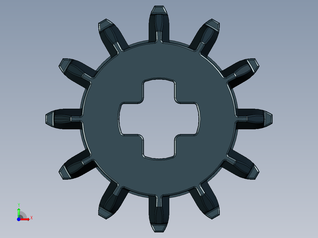 32270 - 4177431 - Black Technic Gear 12 Tooth Double Bevel.STEP前视图