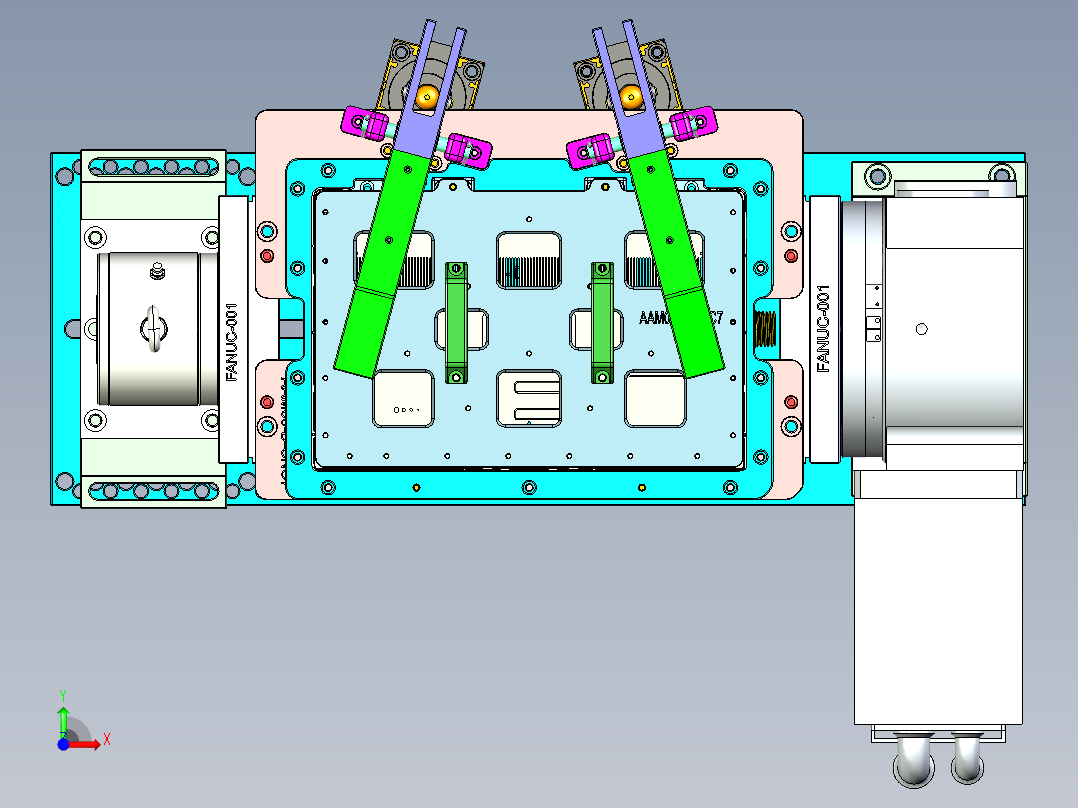 显示器背壳四轴铣四周墙高PL面治具模型前视图