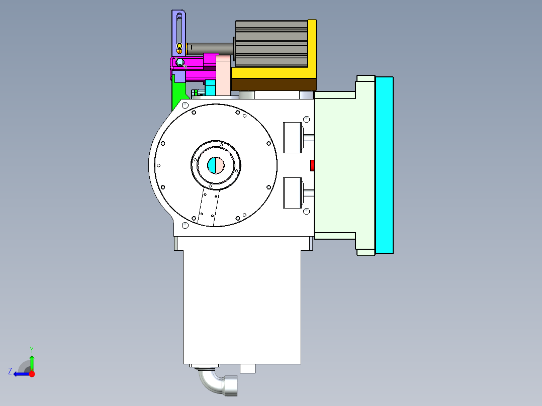 显示器背壳四轴铣四周墙高PL面治具模型右视图