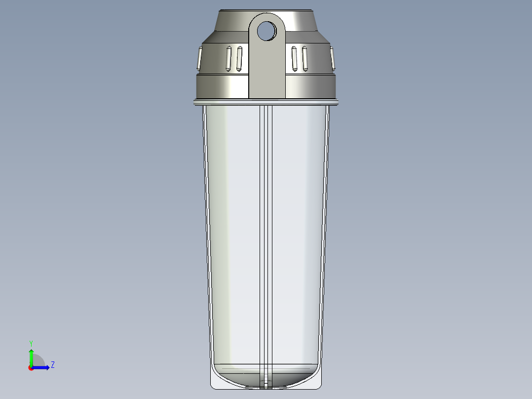 10寸透明防爆滤瓶左视图