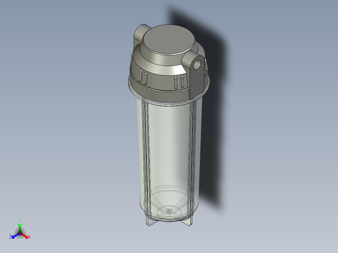 10寸透明防爆滤瓶正等轴测图