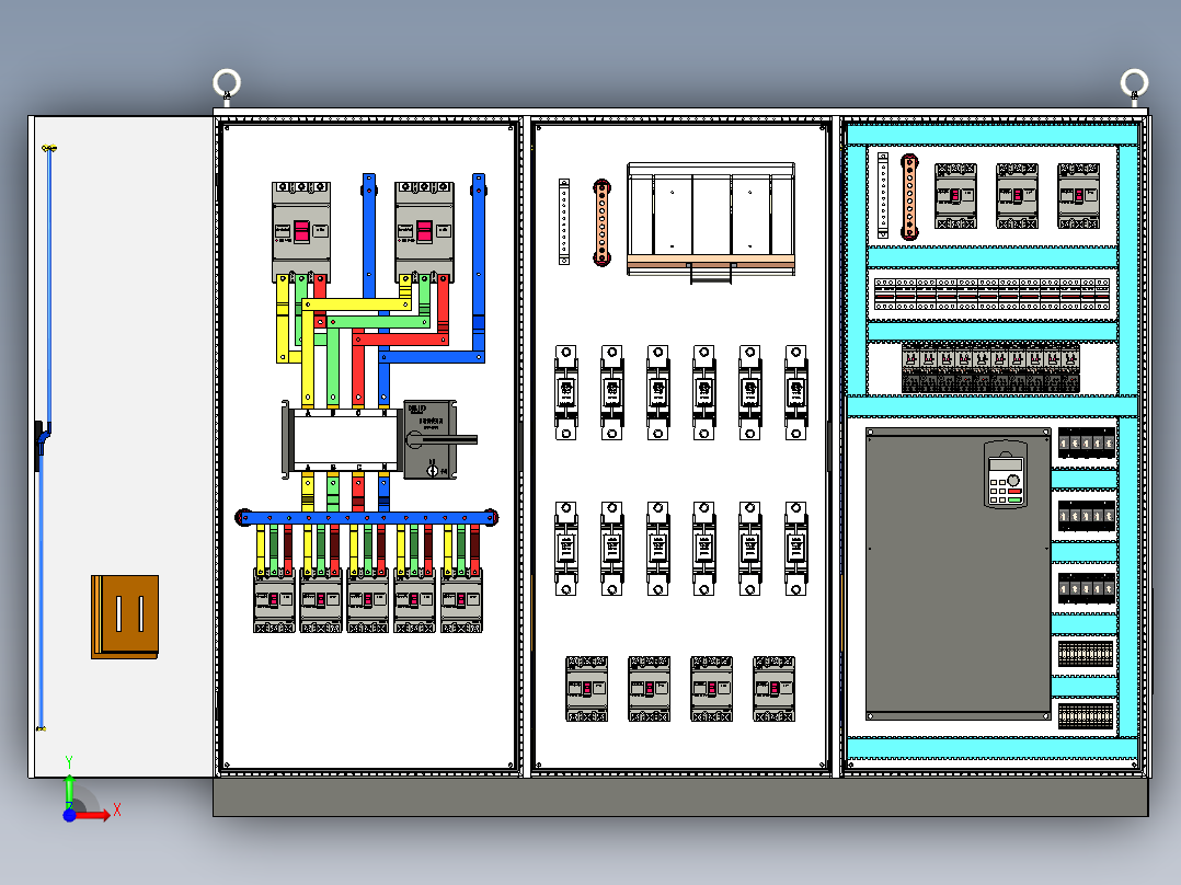 三柜组装双电源刀开关变频器控制柜 55793前视图