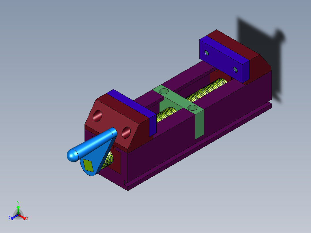 铣床手摇虎钳机构正等轴测图