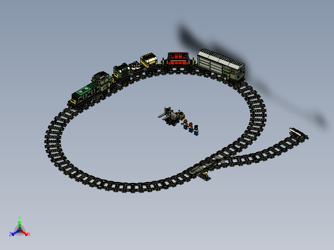 火车机车列车lego-world-city-cargo-train-4512-模型格式为 inventor