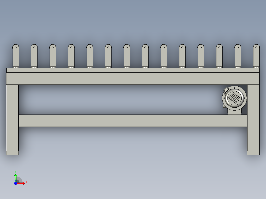 25米板材换向输送机前视图