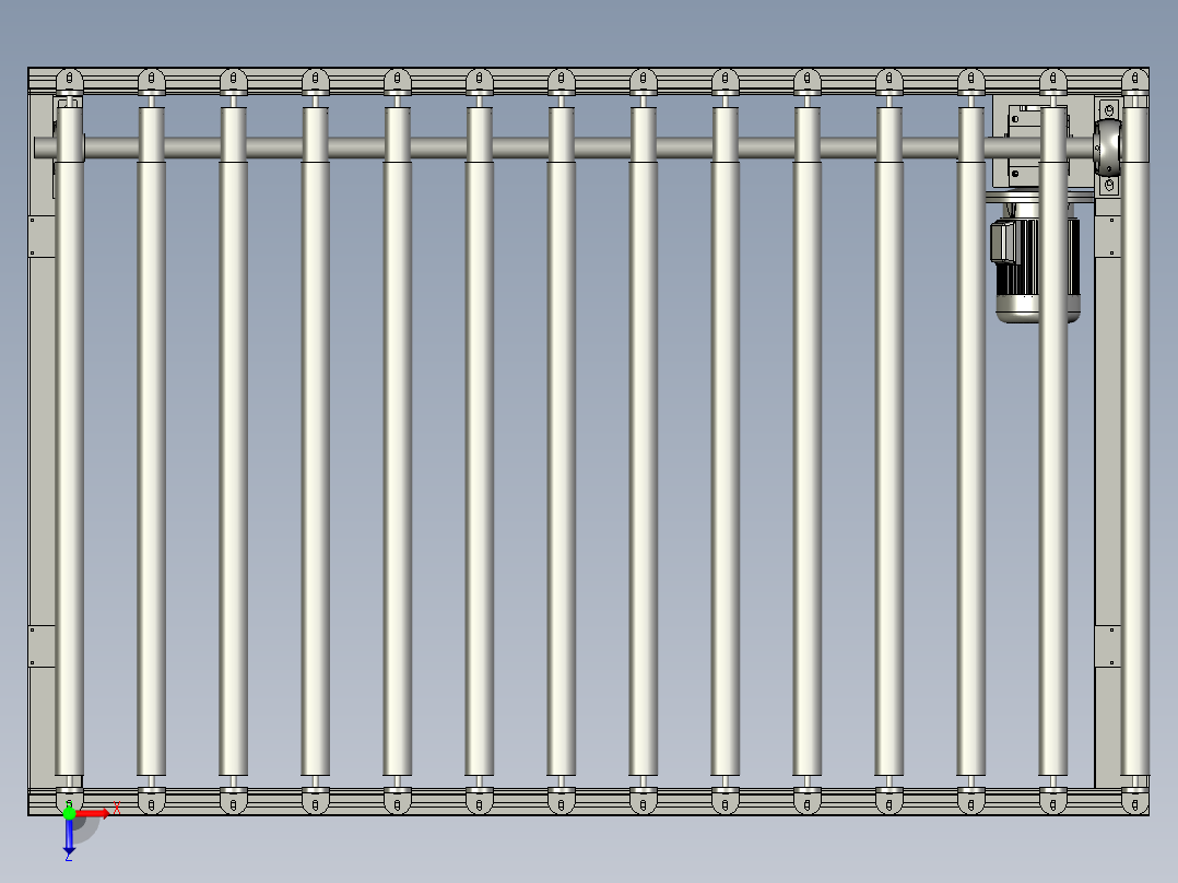 25米板材换向输送机俯视图
