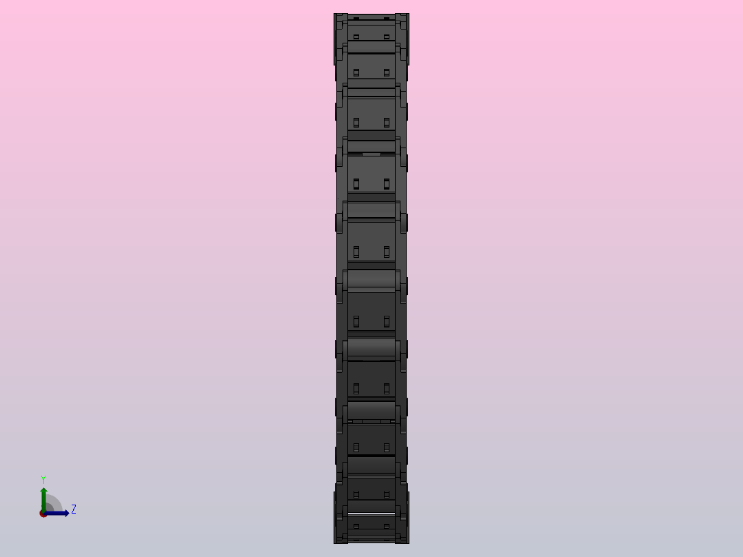 弯曲半径300内高45两侧打开型封闭式拖链[DMD45CD-45-60-300R-30]左视图