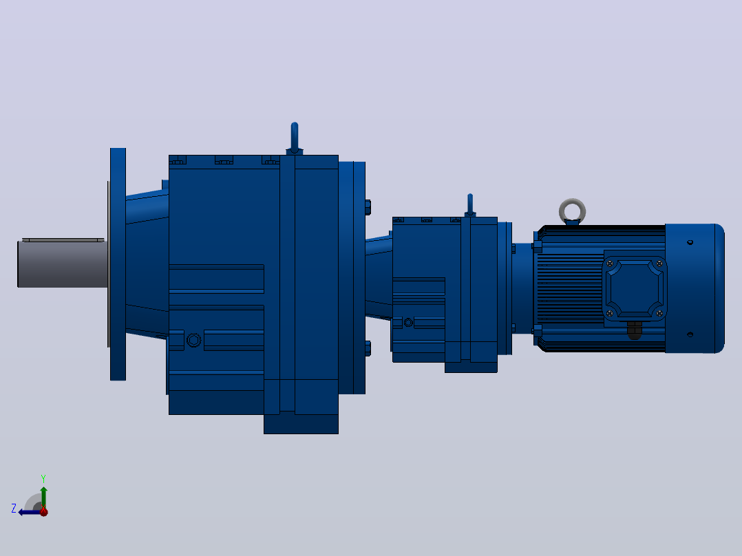RF107R77法兰轴伸式组合型斜齿轮减速机RF107R77-Y1.5-4P-90L-M1-0°-Φ450右视图