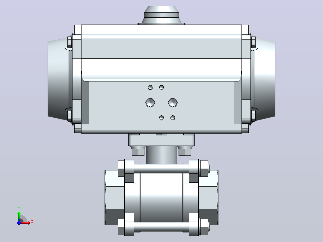 气动球阀8805_217266_2_2_and_3_2_way_ball_valve_with_pneumatic_rotary_actuator前视图