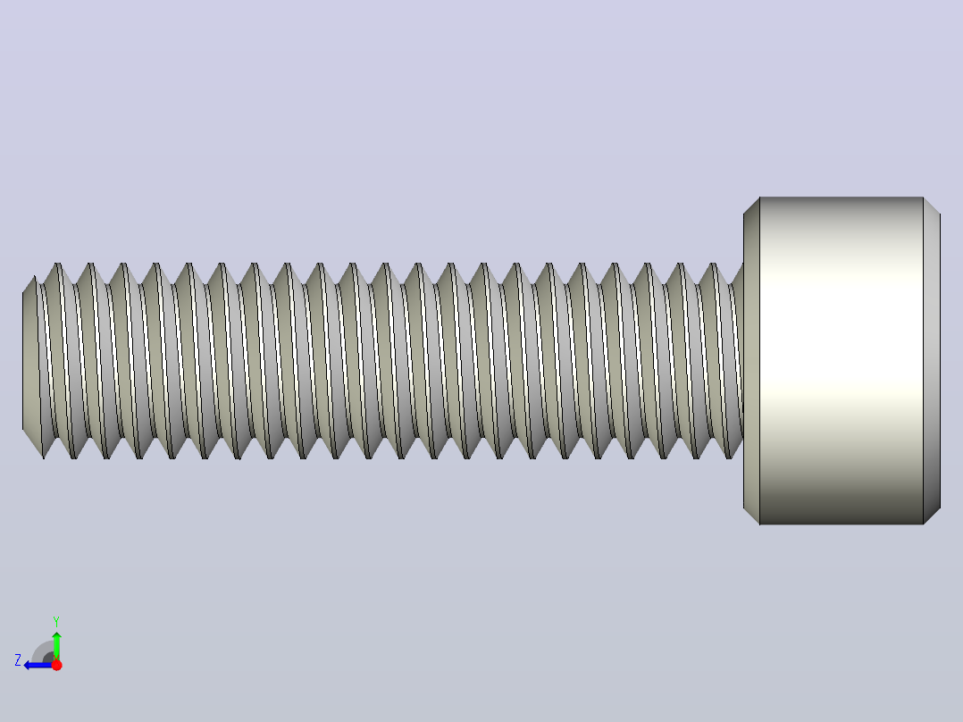 M6 x 1mm螺纹22mm长内六角螺钉.x_t右视图