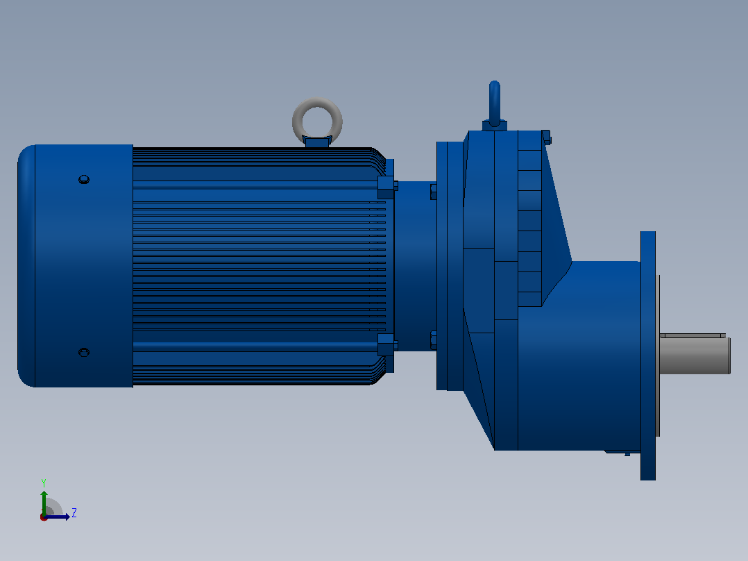 RXF77法兰轴伸式安装斜齿轮减速机RX77-Y1.5-4P-90L-M1-0°-Φ200左视图