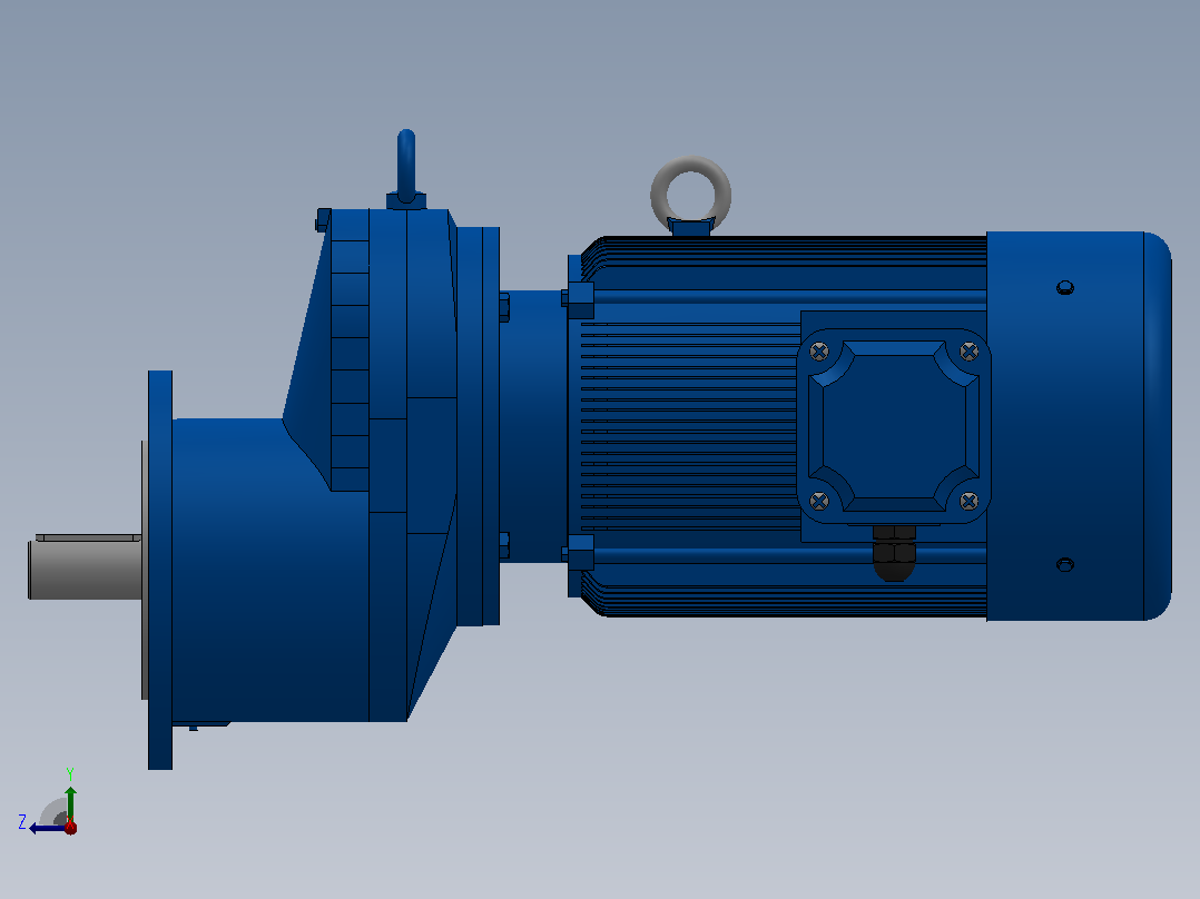 RXF77法兰轴伸式安装斜齿轮减速机RX77-Y1.5-4P-90L-M1-0°-Φ200右视图
