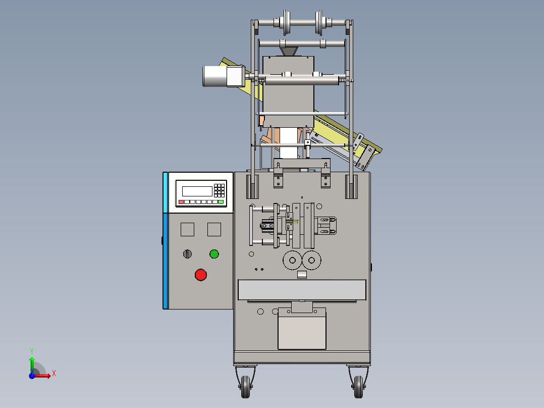 螺丝包装机螺丝螺母类包装机颗粒粉尘包装机3d图纸前视图