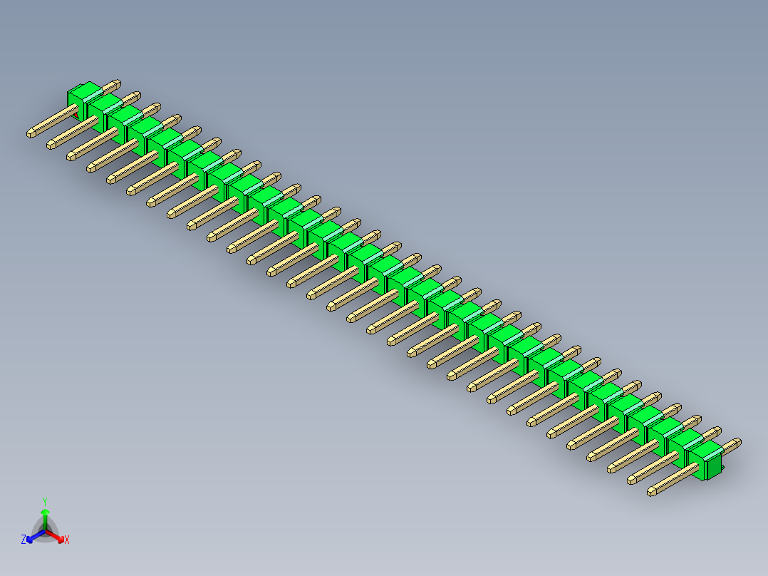 彩色公头100mil（2.54mm）系列-DS1021_green_1x32p_100mil_Type1_rev1.0主视图