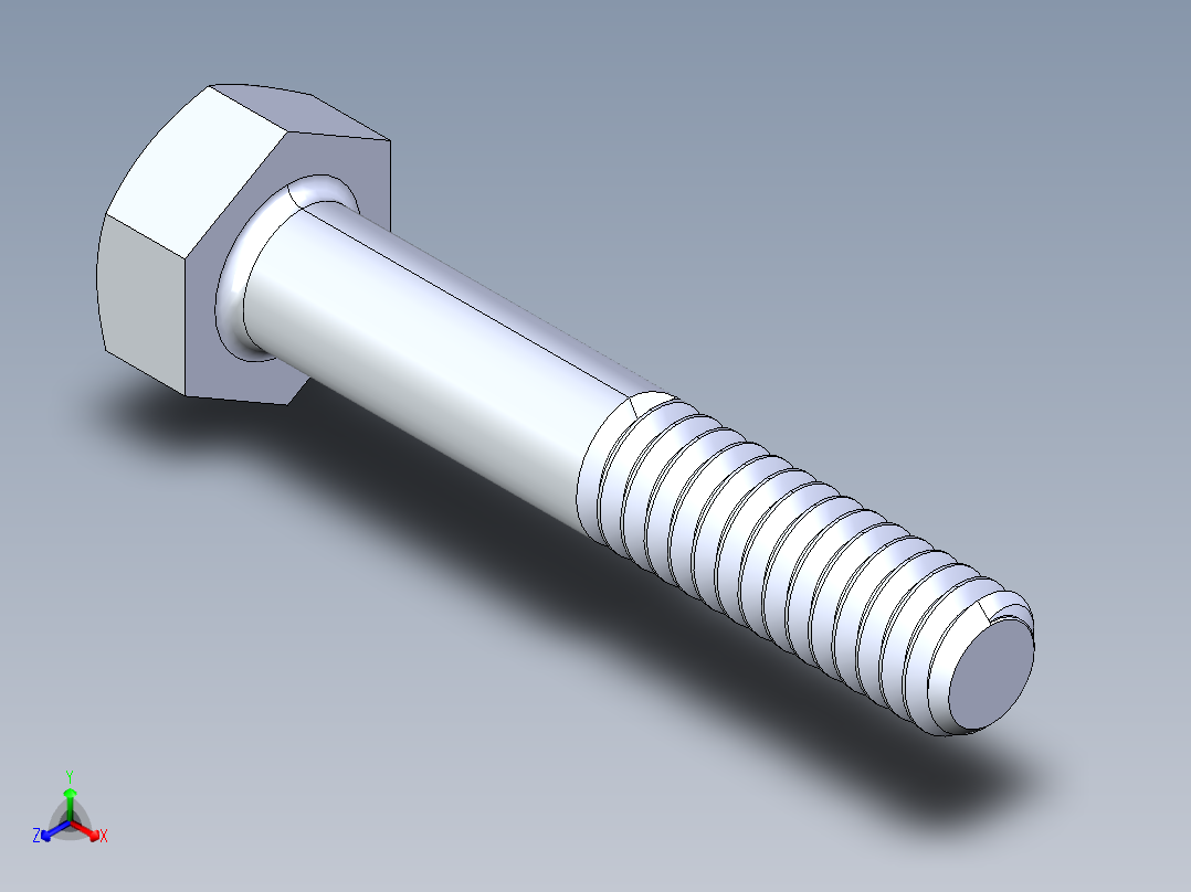 UNC 六角螺栓-Hex Bolt 0.250-20 x 1.500正等轴测图