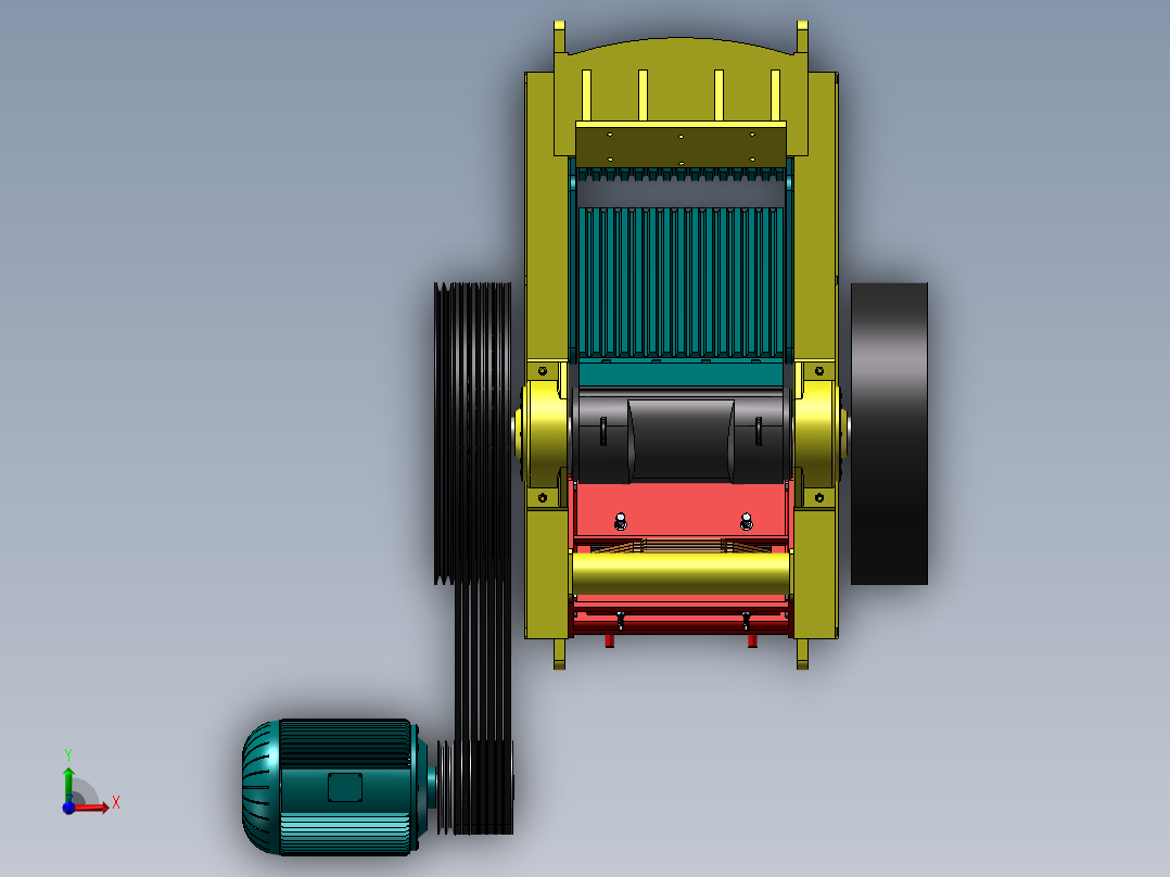 颚式破碎机传动系统前视图
