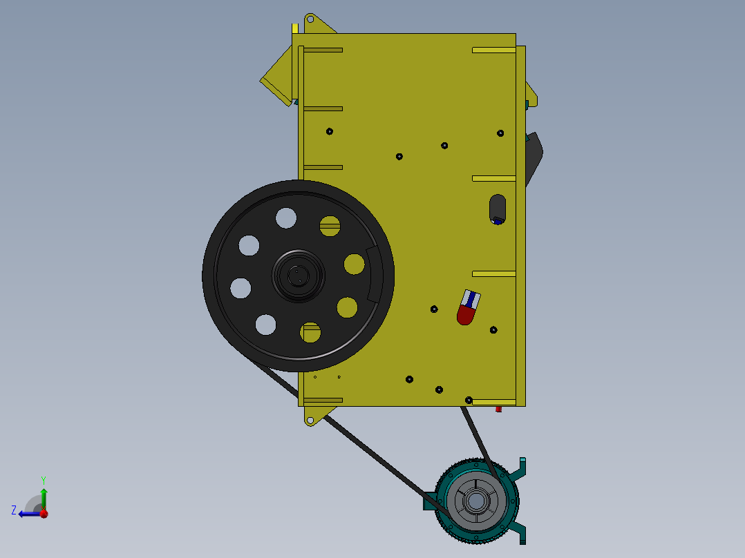 颚式破碎机传动系统右视图