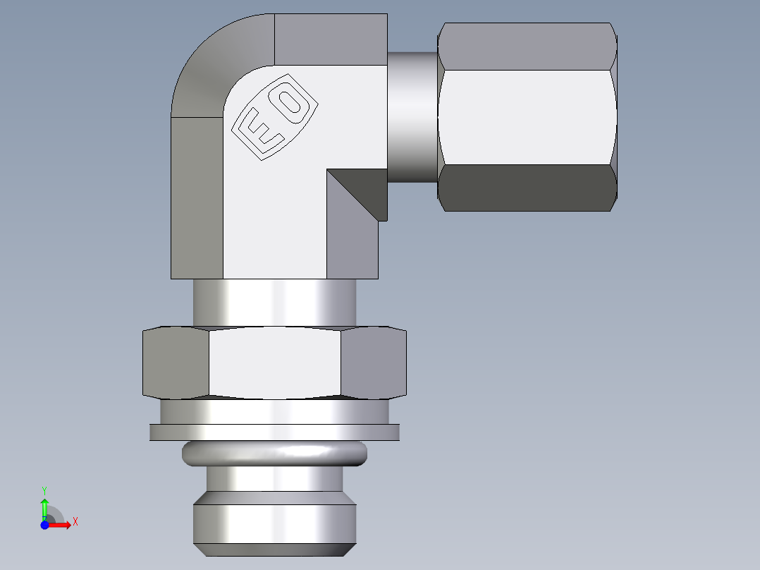 卡套式工业通用硬管接头EO_Adjustable_Locknut_elbow_WEE04LLM10X1ORCF前视图