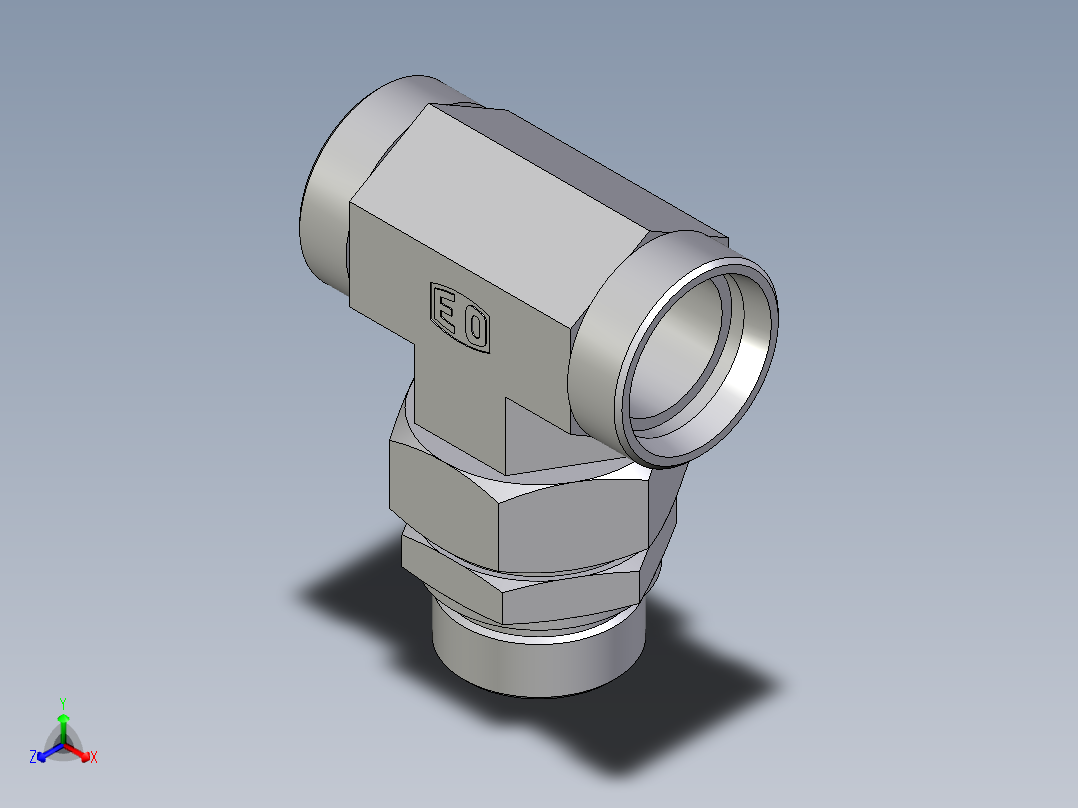 卡套式工业通用硬管接头EO_Assembled_adjustable_standpipe_branch_tee_EVT42LROMD71主视图