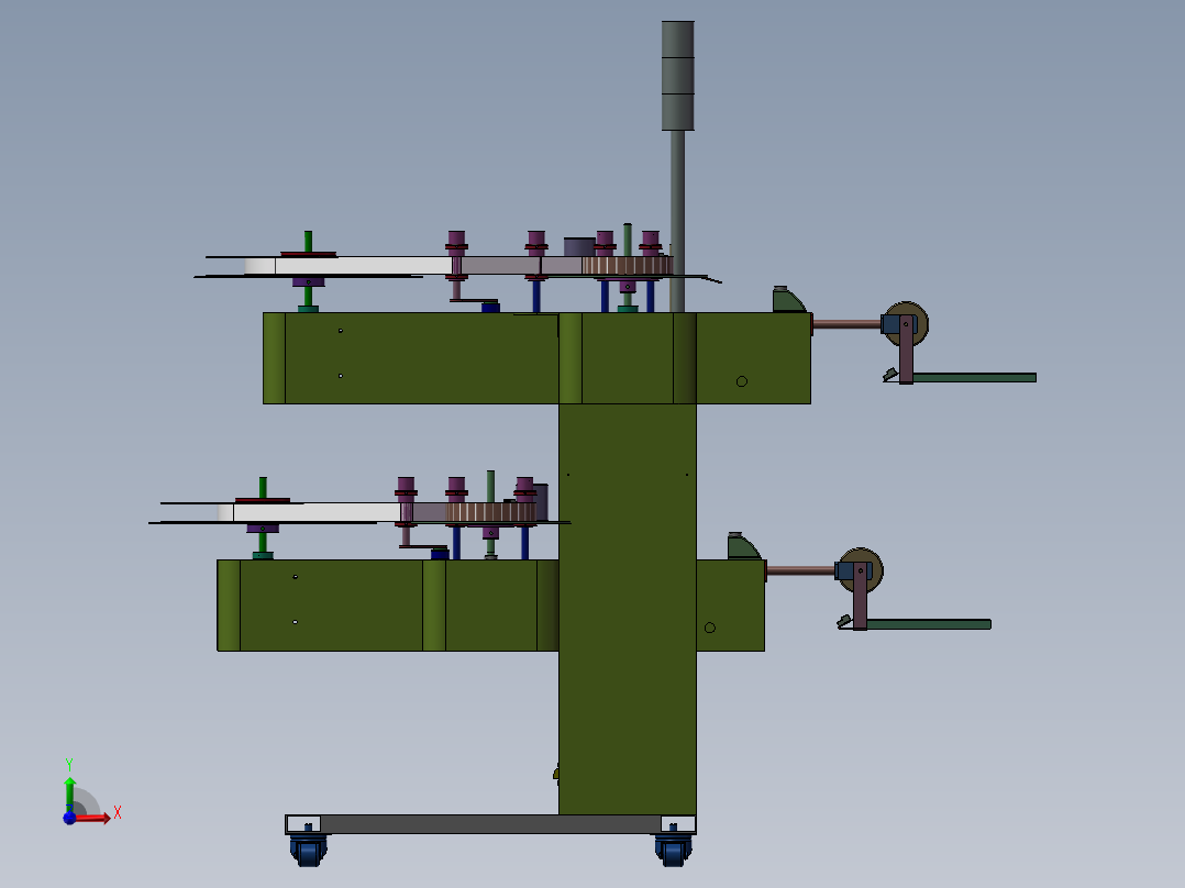 卧式双层收料架前视图