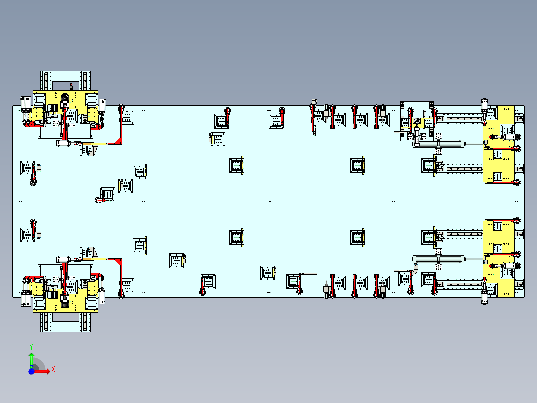 汽车行业（日系）校车（关键部位）车架焊装治具前视图
