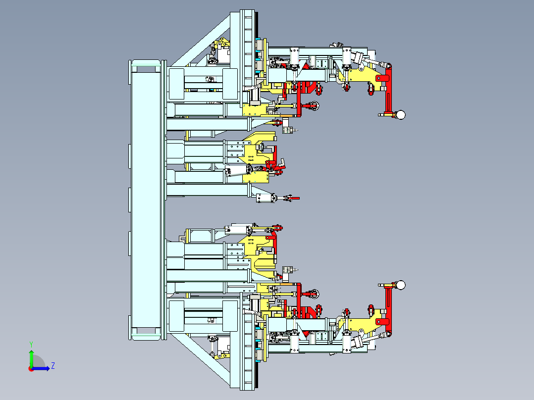汽车行业（日系）校车（关键部位）车架焊装治具左视图