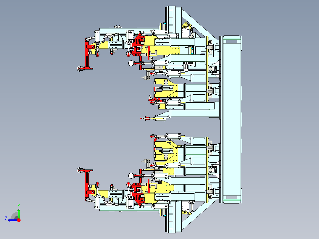 汽车行业（日系）校车（关键部位）车架焊装治具右视图