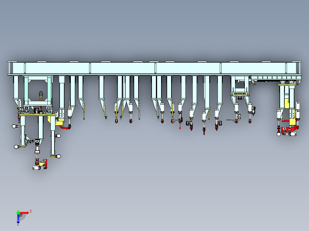 汽车行业（日系）校车（关键部位）车架焊装治具俯视图